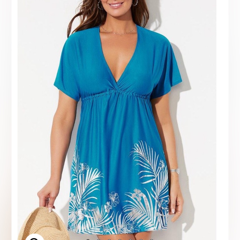 KATE V-NECK COVER UP DRESS Teal